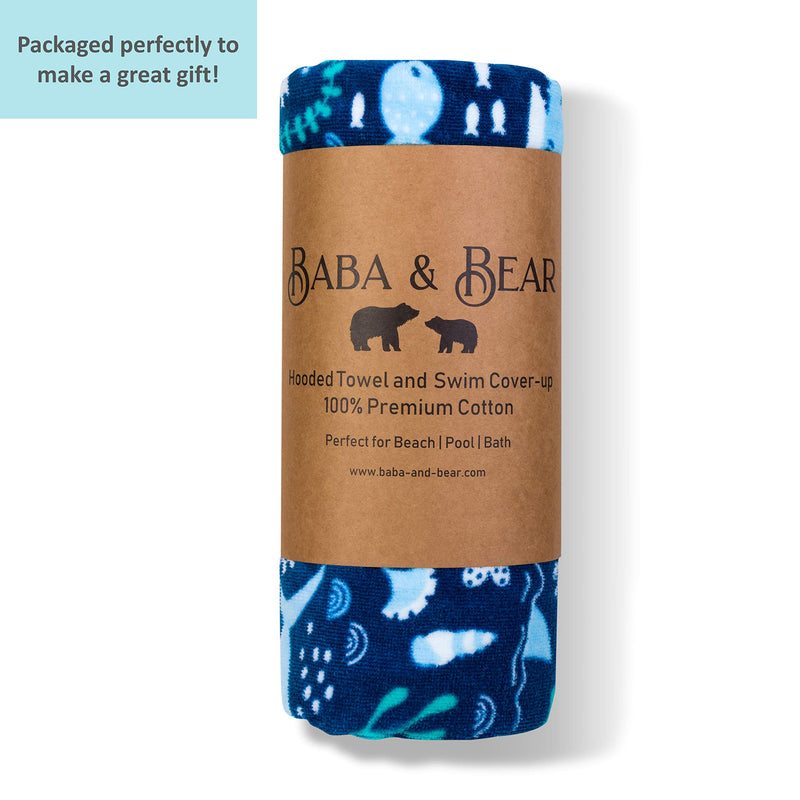 Baba & Bear Hooded Towel for Kids Swimsuit Cover Up for Beach, Pool, Bath (Shark) Shark - NewNest Australia