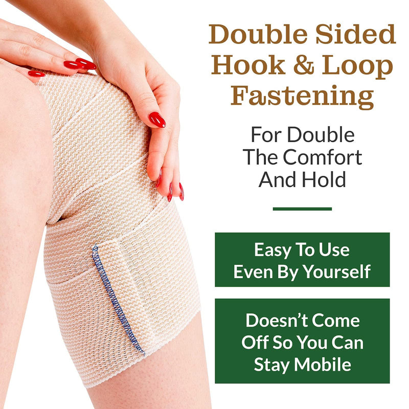 Premium Elastic Bandage Wrap (4” Wide, 2 Pack) - Nexskin Latex Free Athletic/Medical Compression Bandages Hook & Loop Fasteners at Both Ends - Lifetime Washable & Reusable USA Organic Cotton Bandage 4 Inch (Pack of 2) - NewNest Australia