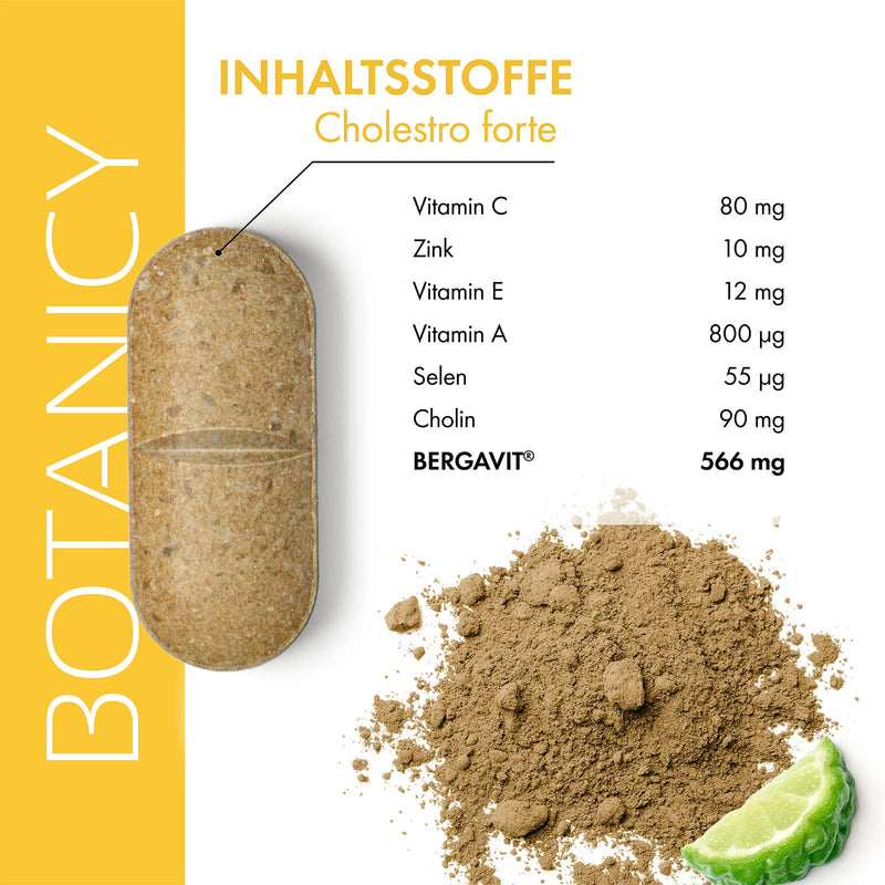 Botanicy Cholestro Forte With Bergavit - Cholesterol Naturally Lower - Bergamot Extract, Vitamin A, C And E, Zinc, Selenium & Choline - Hormone-Free, Vegan - 60 Tablets - NewNest Australia