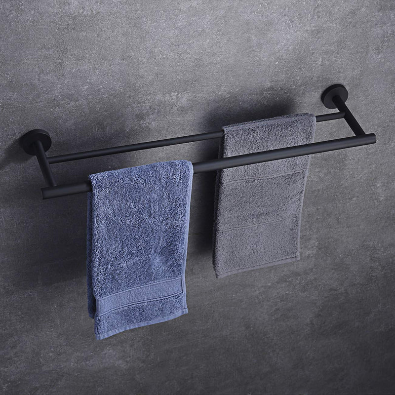 Hoooh Double Bath Towel Bar, 24-Inch Matte Black Stainless Steel Hand Towel Rack for Bathroom, A102L60-BK - NewNest Australia