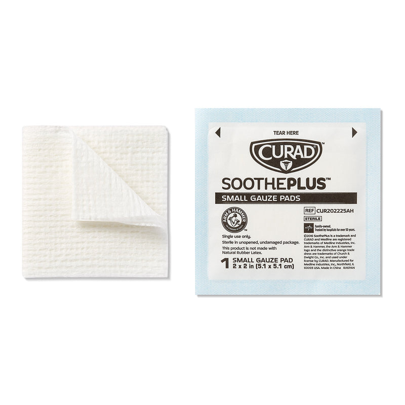 CURAD SoothePLUS Gauze Pads with ARM & HAMMER Baking Soda, 2" x 2", 25 count - NewNest Australia