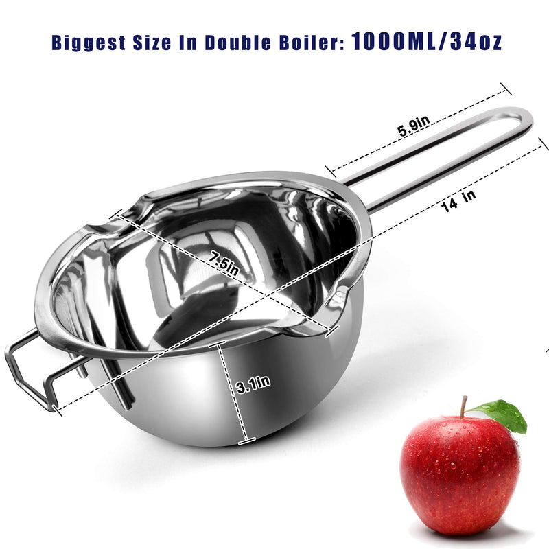 Double Boiler Chocolate Melting Pot,304 Stainless Steel Candle Making Kit, Stainless Steel Double Boiler Pot for Melting Chocolate, Candy and Candle Making (34oz)… 1000ML - NewNest Australia