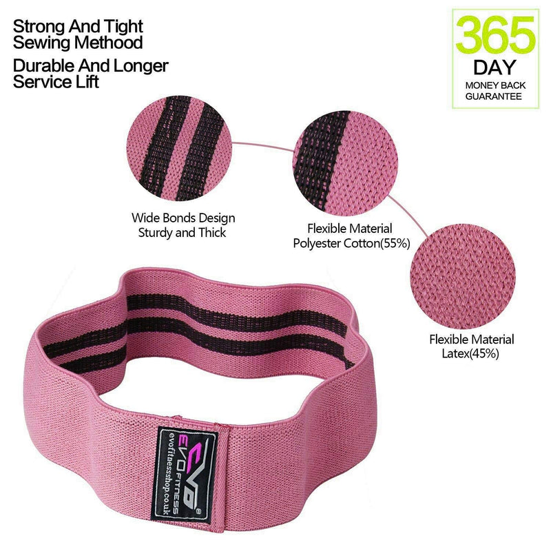 Islero Fitness EVO Resistance Bands for women with Non Slip Premium Fabric design Pull up Elastic Loops Gym Bands Best for Exercise of Legs Booty Glutes Hips Yoga Home Fitness [SOLD AS SINGLE BAND] PINK M - NewNest Australia