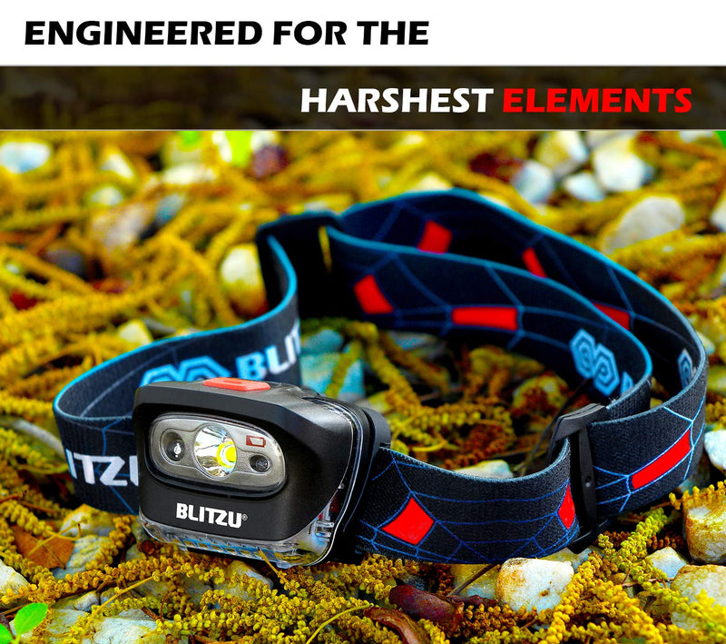 BLITZU LED Headlamp Flashlight for Adults and Kids - Camping Gear, Accessories and Equipment Cree Head Lamp with Red Light Headband Perfect for Running Camping Hiking Fishing Hunting Jogging BLACK Jet Black - NewNest Australia