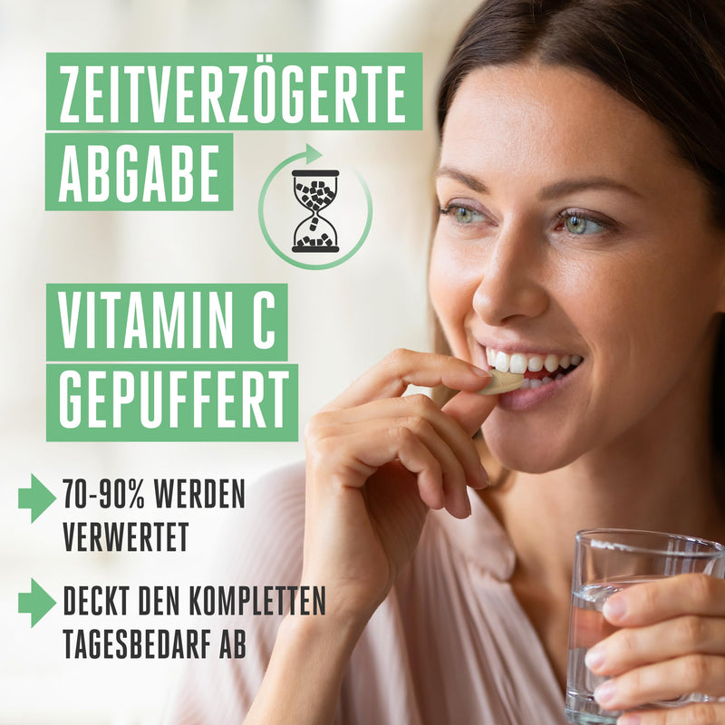 Vitabay Vitamin C high dose 1000mg + bioflavonoids VEGAN - 250 ascorbic acid vitamin C tablets natural vitamin C buffered 1000mg - high dose buffered vitamin C capsules C+ natural 250 pieces (pack of 1) - NewNest Australia