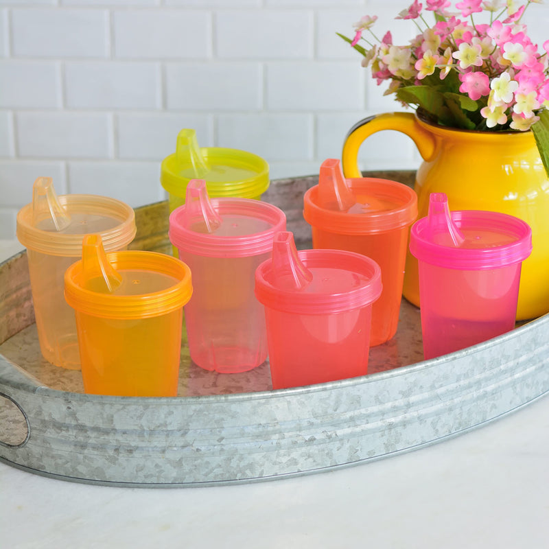 Youngever 7 Pack Kids Sippy Cups, Sippy Cups for Infant, Kids, Toddler, 7 Pink Color Sippy Cups - NewNest Australia