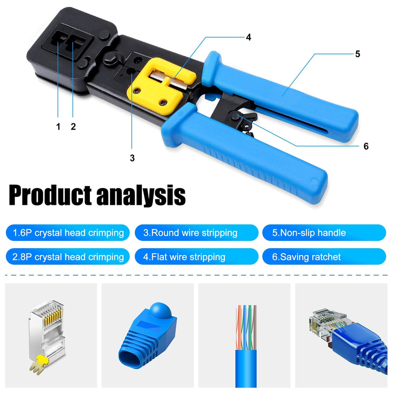RJ45 Crimp Tool,Knoweasy All-in-One Crimper for Pass-Through/EZ/Legacy RJ11/RJ12/RJ45 connectors,CAT3/CAT5e/CAT6 Network Cable UTP/STP Wire Crimping Tool - NewNest Australia