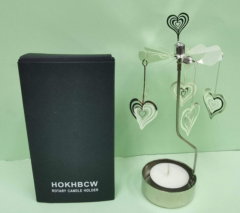 NewNest Australia - HOKHBCW Rotary Candle Holder Spinning Candleholder Metal Small Gift (Heart) 