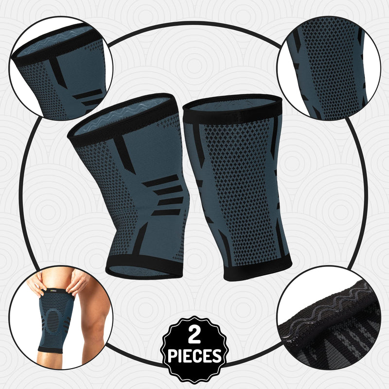 Pack of 2 knee supports for men and women - compression knee support sports for knee pain - knee support for osteoarthritis and meniscus - breathable and non-slip (L, black) L - NewNest Australia