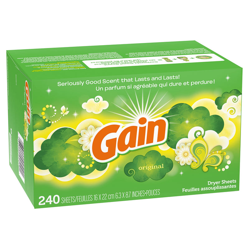 Gain Dryer Sheets Laundry Fabric Softener, Original Scent, 240 Count 240 Count (Pack of 1) - NewNest Australia