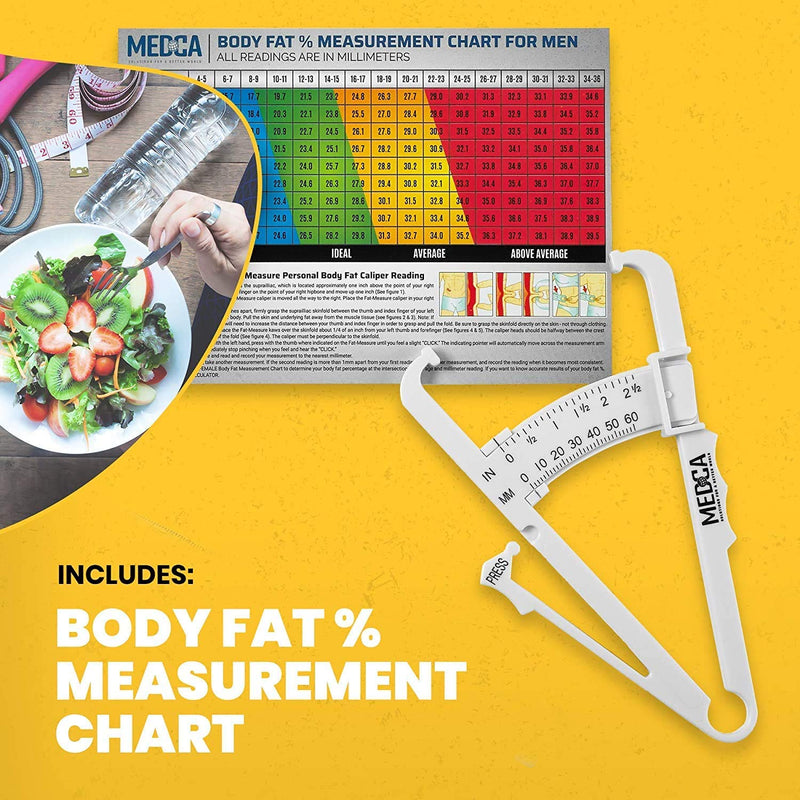 Skinfold Body Fat Caliper - Skin Fold Body Fat Analyzer and Handheld BMI Measurement Tool Skinfold Caliper Device Measures Body Fat for Men and Women by MEDca - (Pack of 2, White) - NewNest Australia