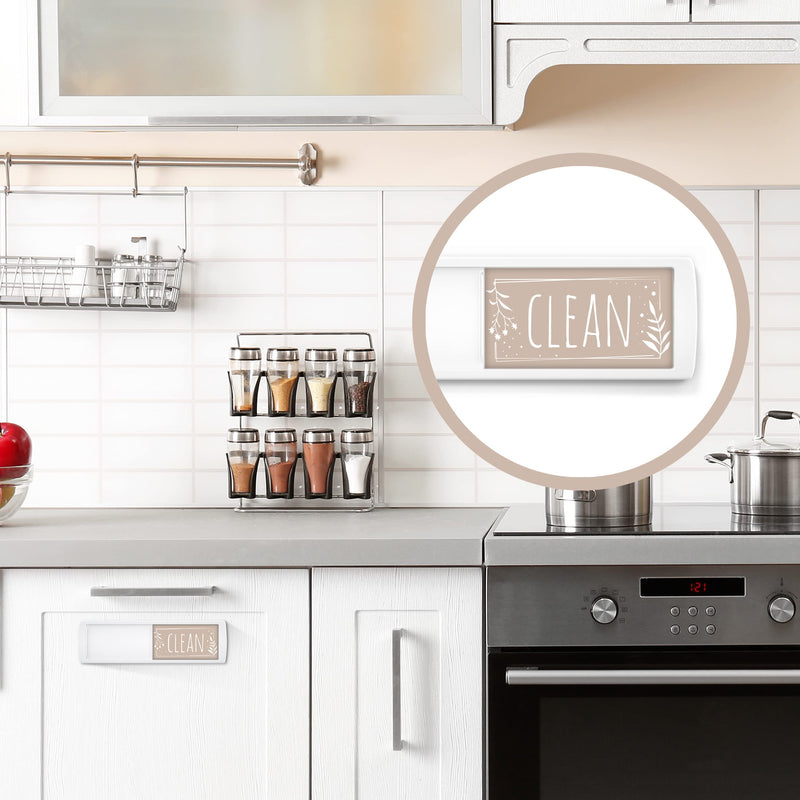 Stylish Clean Dirty Dishwasher Magnet Sign - Ideal Signs for Any Home or Office Kitchen - Nice Decor - Double-Sided Adhesives Included for Non-Magnetic Dishwashers, Laundry or Washing Machine Brown / Green - NewNest Australia
