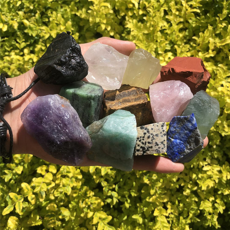 12 PCs Chakra Stone Healing Crystal Stone Kit Rough Gemstones Raw Healing Stones Set for Yoga, Meditation, Zen, Aura Cleansing 12 Chakra Stone - NewNest Australia