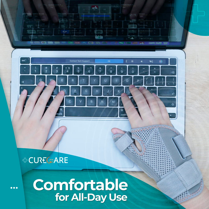 CURECARE Thumb Splint, Comfortable CMC Thumb Brace Right & Left, Universal Size Thumb Brace for Arthritis, Tendonitis, CMC Joint Injuries (Grey) Grey - NewNest Australia