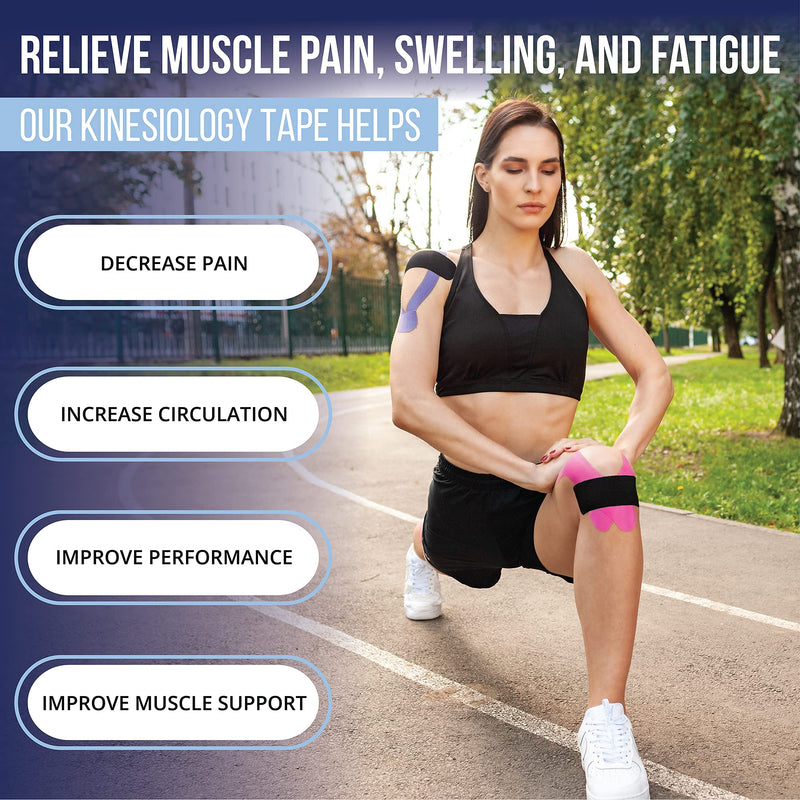 SB SOX Pro Synthetic Kinesiology Tape (Precut & Uncut Options) – Longer Lasting Performance Fabric Option to Our Original Cotton Kinesiology Tape - Also Latex Free, Water Resistant! (Black - Precut) Black - Precut - NewNest Australia