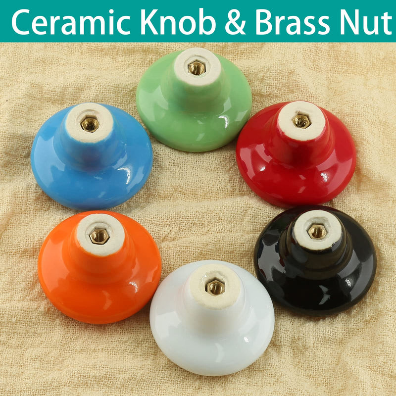 Auvotuis 10Pcs Cabinet Ceramic Knobs, 1.5Inch/ 38mm Black Cute Drawer Knobs Round Dresser Knob Pull Handles with Screws for Cupboard, Wardrobe, Kitchen, Bedroom, Door, Kids' Room - NewNest Australia