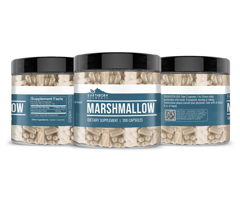 Earthborn Elements Marshmallow Root 200 Capsules, Pure & Undiluted, No Additives 200 Count (Pack of 1) - NewNest Australia