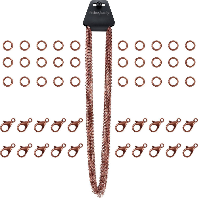 TecUnite 33 Feet Antique Red Copper Chain Link Necklace with 30 Pieces Jump Rings and 20 Pieces Clasps for DIY Jewelry Making (1.5mm) 1.5mm - NewNest Australia