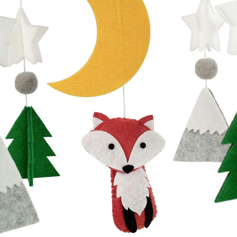 Sorrel + Fern Baby Crib Mobile Woodland Fox -Baby Shower Gift Nursery Decoration I Evergreen with Fox - NewNest Australia