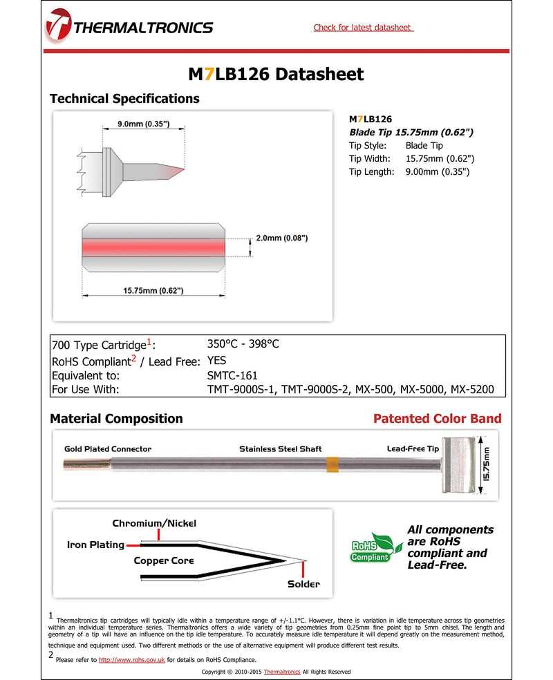 Thermaltronics M7LB126 Blade Tip 15.75mm (0.62in) interchangeable for Metcal SMTC-161 - NewNest Australia