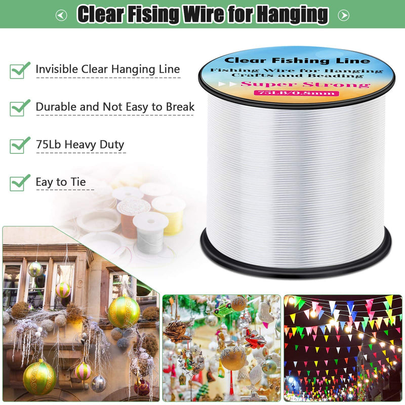 Hanging Wire Clear, Acejoz Thick Fishing Line Nylon String Picture Frame Wire with 100Pcs Crimps Sleeves 70lb Invisible Line for Balloon Garland Picture Hanging Decoration and Crafts (656 Feet) - NewNest Australia
