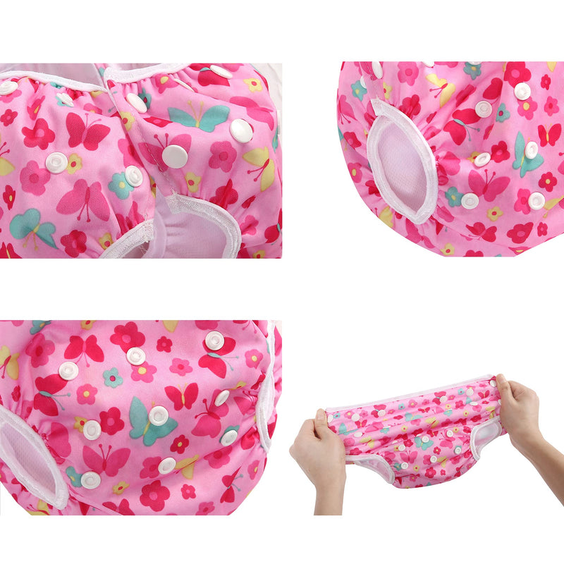 MIXIDON Reusable Swim Nappy Baby Swimming Nappies Adjustable Size Washable Nappy for Swimming Lesson 0-3 Years,Fish Scales+Butterfly+Flamingo Fish Scales+butterfly+flamingo - NewNest Australia