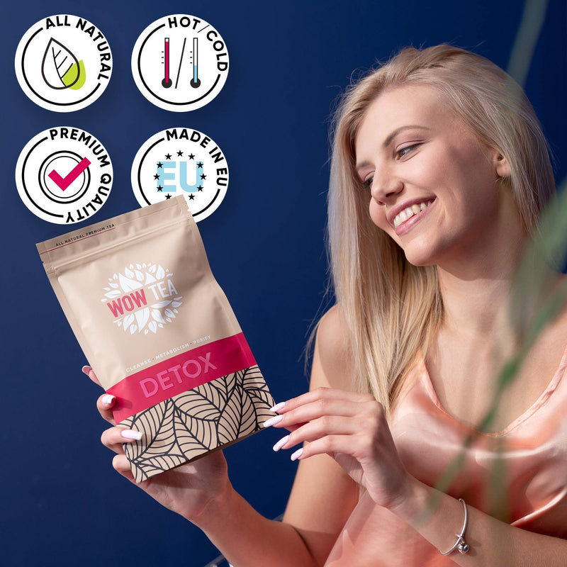 WOW TEA Detox Tea - 21 day detox tea | Detox tea for weight loss | Deep body cleansing program | detox tea | Detox tea blend with yerba mate, green tea, pu-erh | detox treatment | 150g - NewNest Australia