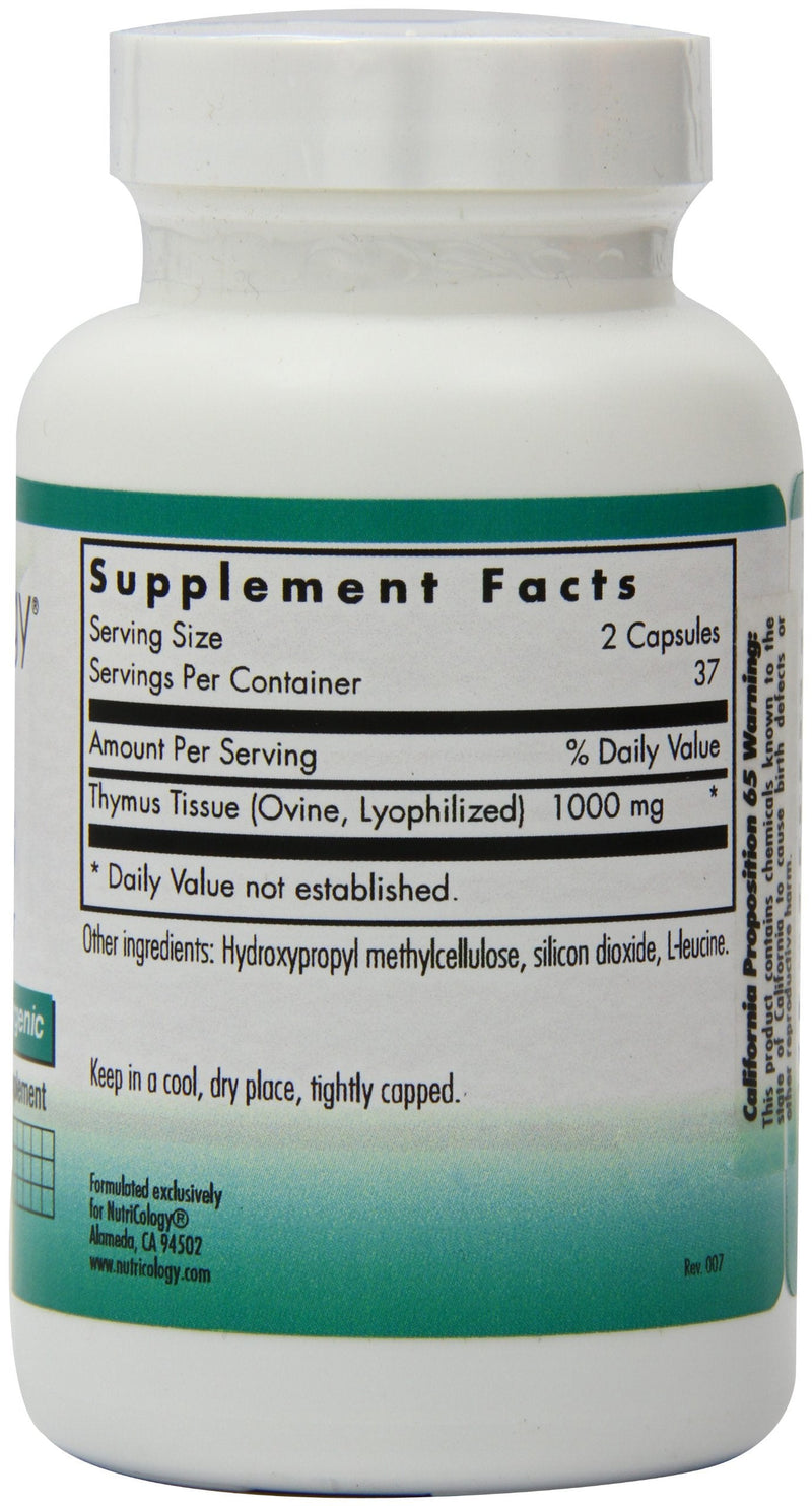 NutriCology Thymus - Natural Glandular, Immune Support - 75 Vegicaps - NewNest Australia