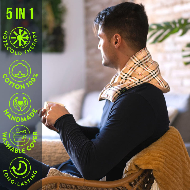 Heat Cushion Neck & Shoulder For Microwave ‚ Grain Pillow Neck (60 X 22 Cm) ‚ Neck Pillow With Washable Cover, 100% Cotton And Lavender Fragrance ‚ Heat Cold Therapy - NewNest Australia