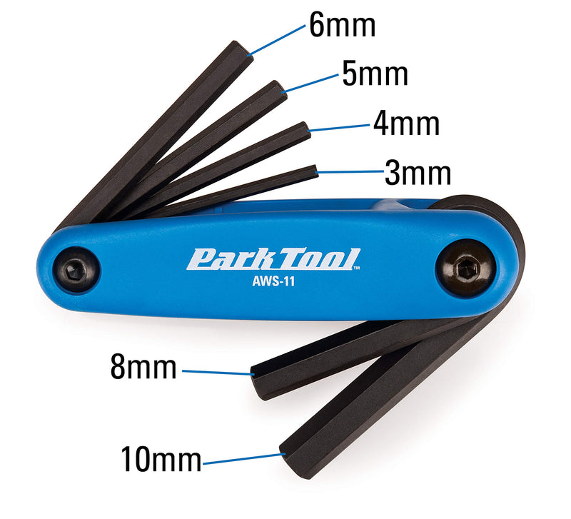 Park Tool AWS-11 Fold-Up Hex Wrench Set - 3mm, 4mm, 5mm, 6mm, 8mm, 10mm - NewNest Australia