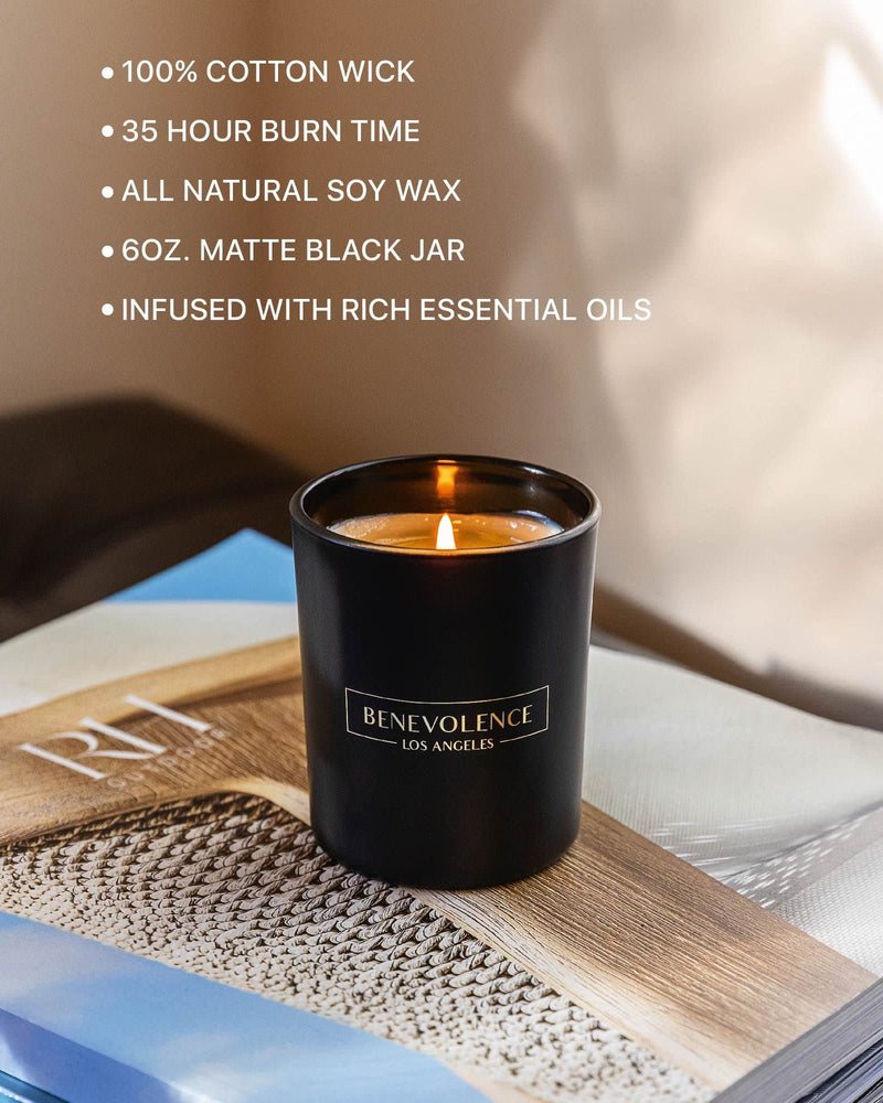 Premium Bergamot & Jasmine Candle | Highly Scented Candles for Home | 6 oz 35 Hour Burn, All Natural Soy Candles | Aromatherapy Bergamot Candles with Matte Black Glass Gift Box Medium - NewNest Australia