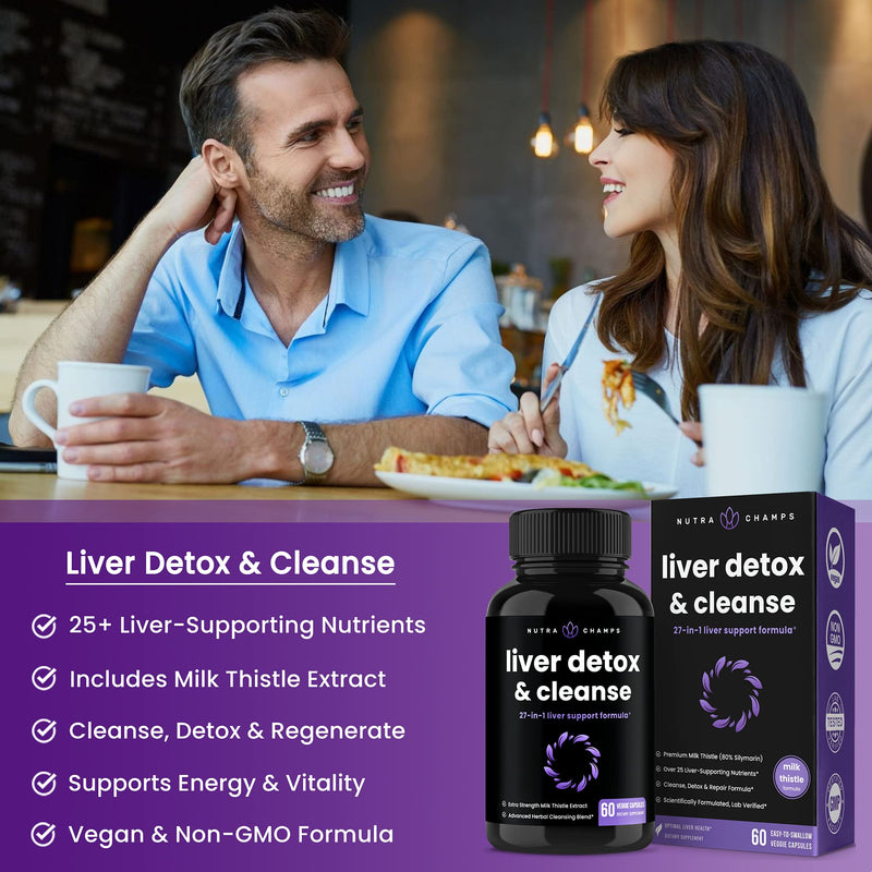 Liver Cleanse Detox & Repair | Milk Thistle Extract with Silymarin 80%, Artichoke Extract, Dandelion Root, Chicory, 25+ Herbs | Premium Liver Health Formula | Liver Support Detox Cleanse Supplement - NewNest Australia