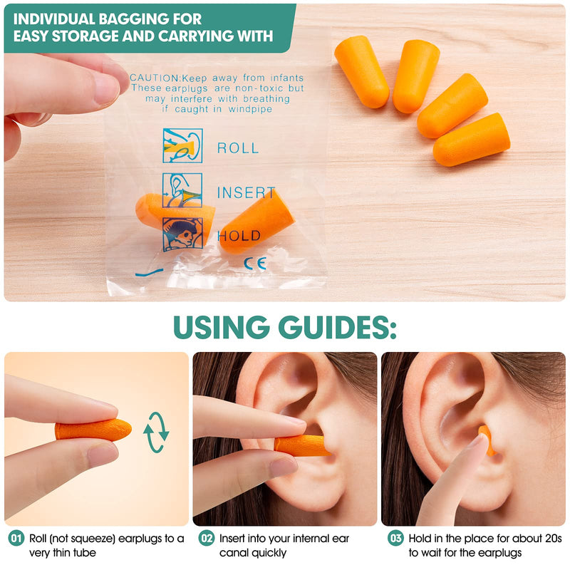 LiteTour 50 Pairs Noise Canceling Earplugs Ultra Soft Foam Earplugs for Sleeping Snoring Noise Canceling Reusable Earplugs Orange 50pcs (1 Pack) - NewNest Australia