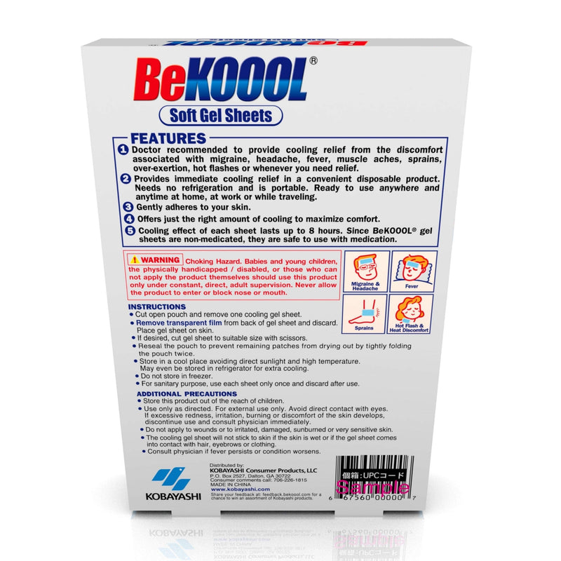 BeKoool Cooling Relief for Migraine Soft Gel Sheets Each, Multicolor, 4 Count - NewNest Australia
