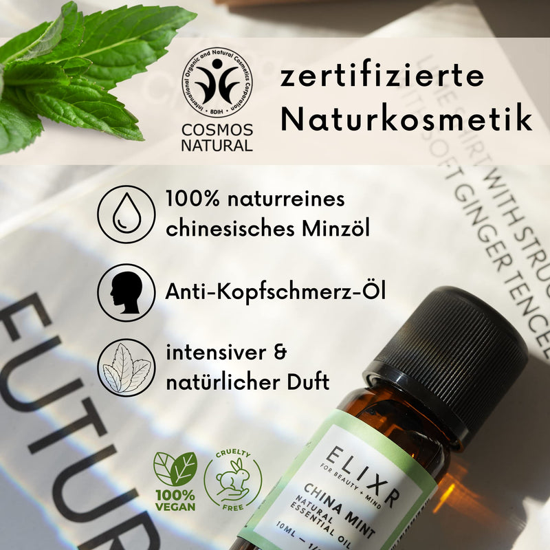 Elixr Chinese Mint Oil For Room Fragrance, Aromatherapy & Massage Oil - 100% Mint Leaf Essential Oil With Intense Fragrance - Certified Natural Cosmetics From Germany (10Ml) - NewNest Australia