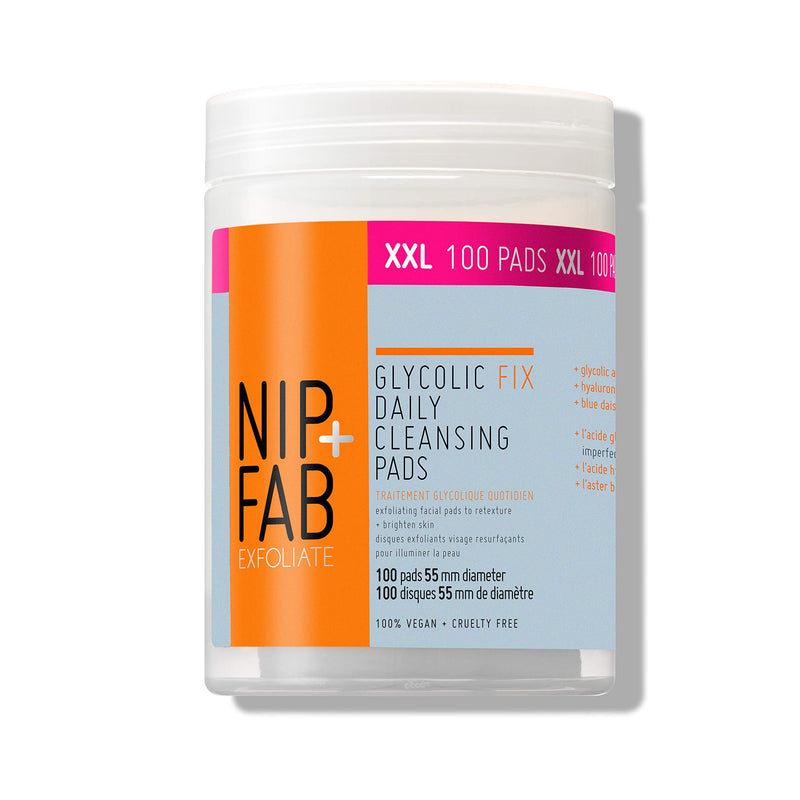 Nip+Fab Glycolic Acid Fix Daily Cleansing Pads for Face with Hyaluronic Acid | 100 Pads XXL & Glycolic Acid Fix Face Scrub Extreme with Salicylic Acid | 75 ml 2.5 fl oz + Face Scrub Extreme - NewNest Australia