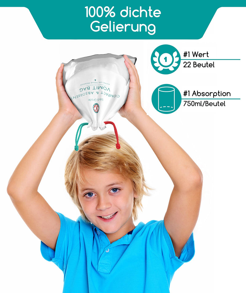 Poop Bags [Pack Of 22] - Leak-Proof And Absorbent Breaking Bags By Medi Grade - Burp Bag - Zero Odor Thanks To Gel Technology - 750 Ml Capacity - Crushing Bag Sealable - NewNest Australia