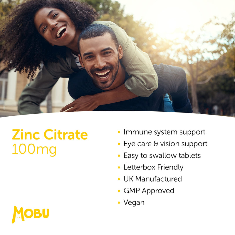 Zinc 100mg 120 Tablets Max Strength | Immune Function, Fertility & Healthy Bones, Vision, Hair, Nails and Skin | Zinc Supplement | Vegan UK Made | GMP Approved | MOBU - NewNest Australia