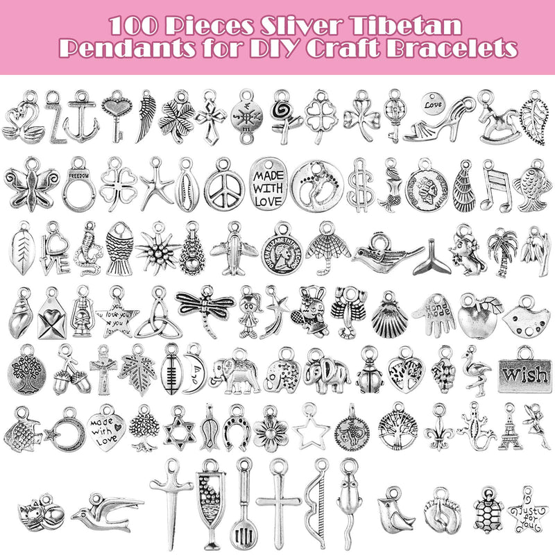 Highergo 469 Pieces Bangles Bracelet Making Kit, 10 Pieces Round Link Chain Bracelets with OT Toggle Clasp, 159 Pieces Moon Stars Tibetan Silver Charms and 300 Pieces Open Jump Ring for Jewelry Making - NewNest Australia