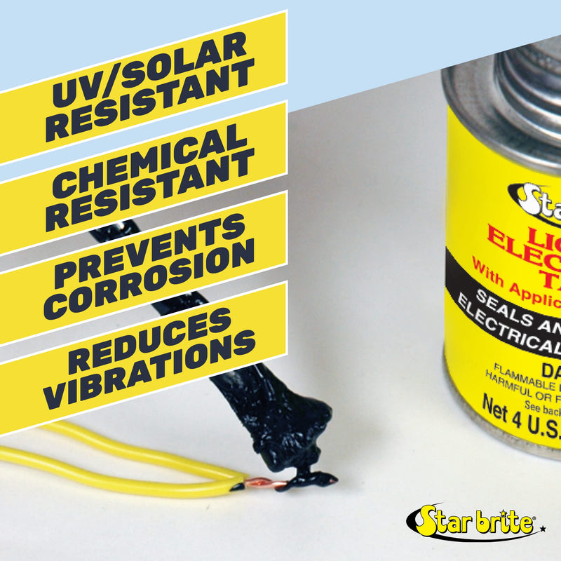 STAR BRITE Liquid Electrical Tape - 4 FL Oz Can With Applicator Brush Cap - Protective, Airtight, Waterproof, Flexible, Dielectric Coating - Indoor & Outdoor Use Black 4 Oz - NewNest Australia