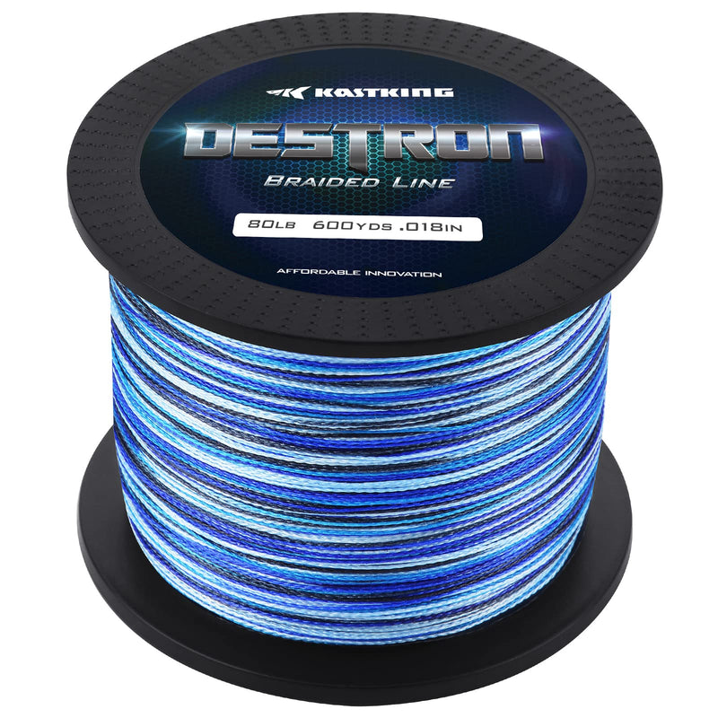 New KastKing Destron Braided Fishing Line, Highly Abrasion Resistant, Improved Knot Strength, Ultra-Thin Diameter Superline, Zero Stretch & Memory, CFT “Color Fast Technology”, 75% Thinner Than Mono Blue Camo 300 yds-20lb-0.23mm - NewNest Australia