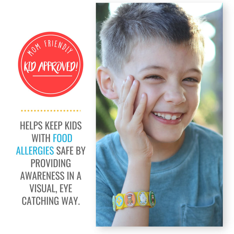 Food Allergy Bracelets for Kids – Bright, Fun Medical Charm Kit: Yellow Silicone Bracelet, Multiple Food Allergy Charms: Peanut, Nut, Dairy, Egg, Wheat & Epi Pen Charm, Medical Alert Bracelet for Kids - NewNest Australia