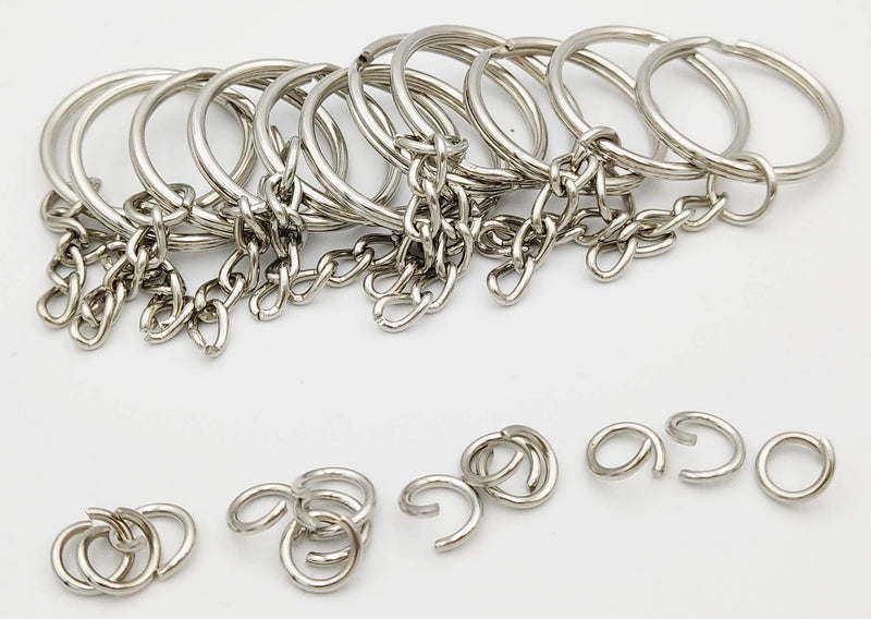 Key Ring with Chain and Open Jump Rings 50Pack - NewNest Australia