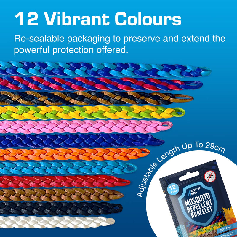 Active Era Mosquito Repellent PU Leather Bracelet 12 Pack - Anti Mosquito Bands for Adults & Kids 3+, Powerful DEET Free Formula, Natural Ingredients - Waterproof with 10 Days of Protection - NewNest Australia
