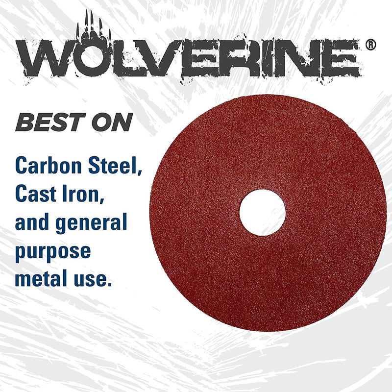 Weiler 59494 Wolverine Aluminum Oxide Resin Fiber Sanding & Grinding Disc, 4" Diameter, 60 Grit, 5/8" Arbor Hole (Pack of 25) 5/8” Arbor - NewNest Australia