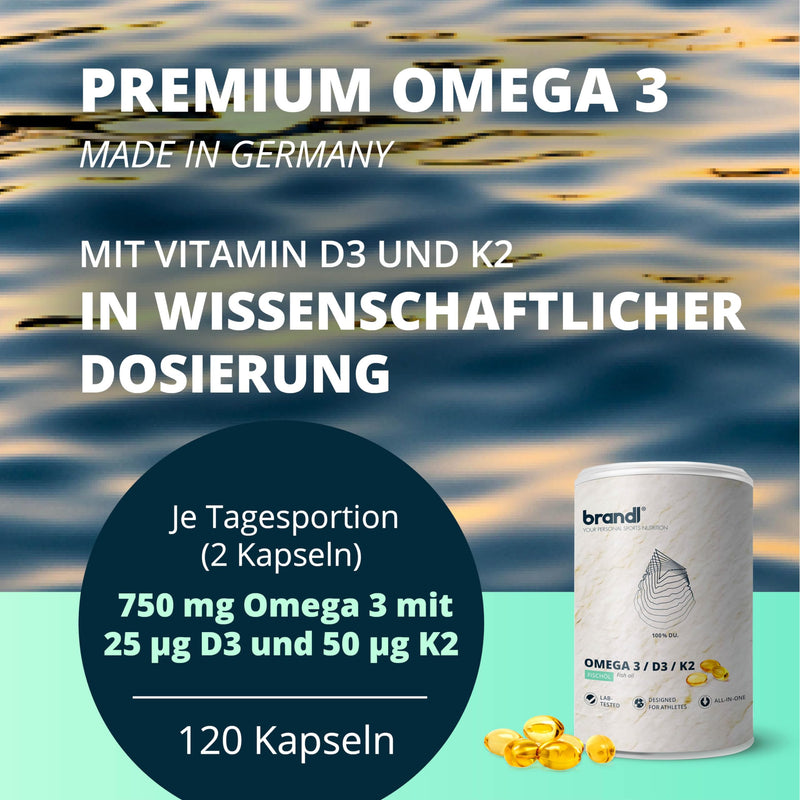 Vitamin D3 K2 Omega 3 Premium Capsules | brandl® Made in Germany with fish oil Omega 3 from the EU | Optimized for athletes | 120 capsules 120 pieces (pack of 1) - NewNest Australia