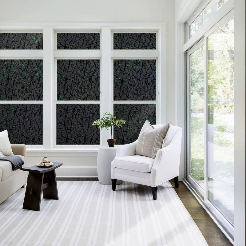 QHY Sunshine Total Blackout Window Film Privacy? Frosted Glass Window Film?Black Window Tint? No Glue? Detachable, no Marks, Suitable for Repeated use (Black, 17.5 in X 78.7 in) Black - NewNest Australia