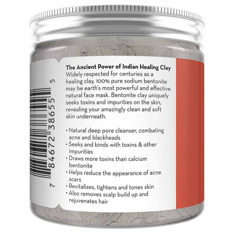 Pure Bentonite Powder for DIY Detox Bath & Facial Mask, Pure Indian Healing Clay for Burns, Mastitis, Inflamed or Chapped Skin (8.0 oz) - Pure Body Naturals - NewNest Australia