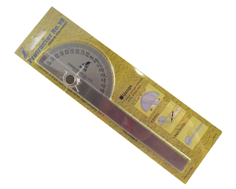 Shinwa Japanese #19 Stainless Steel Protractor 0-180 degrees with Round Head - NewNest Australia