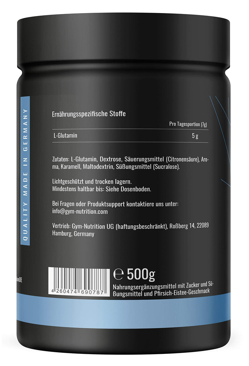 L-GLUTAMINE Ultrapure powder extra high dosage & 99.5% pure - laboratory tested and vegan - ideal for body builders Made in Germany 500 g (ICED TEA PEACH) ICE TEA PEACH - NewNest Australia